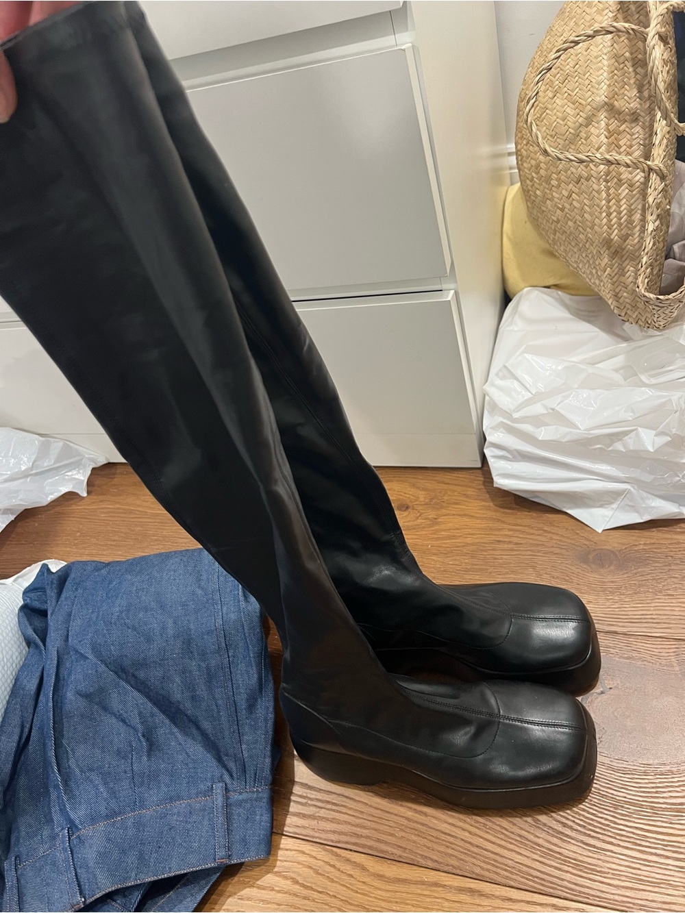 SIMON MILLER Black Knee-High Leather Boots
